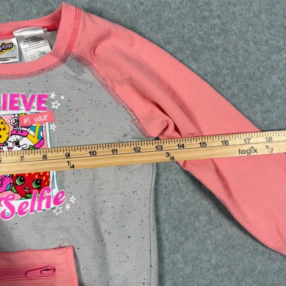 Shopkins Girls Believe In Your Selfie Sweatshirt Pink Grey Size M 7/8 614794PKM